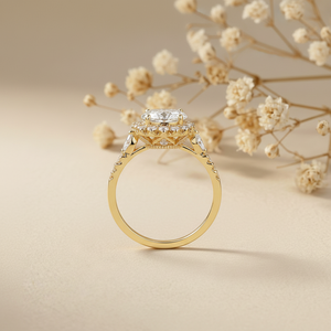 Anillo de Compromiso Ovalado con Halo de Diamantes, Oro de 14K/18K, Corte Ovalado, Moissanita, Micro Pavé, Anillo de Boda Unisex, Diamante Cultivado en Laboratorio - Product Image 2