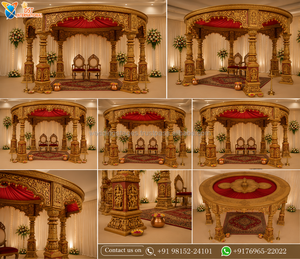 Mandapam Tradicional Kalyana para Bodas del Sur de la India, Exportaciones DST, Estilo Clásico, Tamaños Personalizados, Pilares de Fibra Duraderos, Mandapam Redondo - Product Image 6