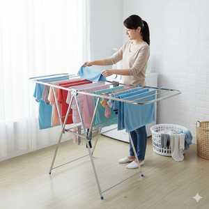Tendedero Plegable Doble de Acero Inoxidable, Resistente, Multifuncional, Moderno, Perchero Portátil para Ropa, para el Hogar - Product Image 5