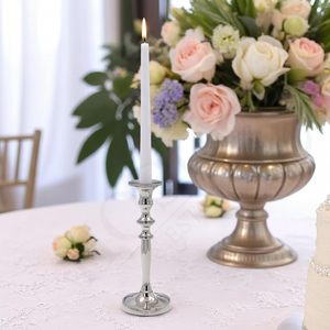 <b>Silver</b> Finish Metal Taper Candle Holder Tall Decorative <b>Candlestick</b> Stand for Wedding Party Home Gift - Product Image 3