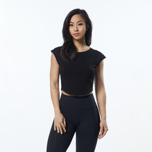 Camiseta Corta Deportiva para Mujer, Ecológica, Ajustada, 100% Algodón, con Decoración de Logotipo, Diseño Sólido, Transpirable, de Secado Rápido, para Verano - Product Image 1