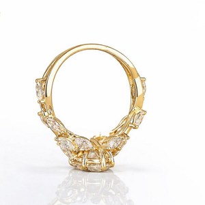 แหวนหมั้นเพชรทรงมาร์คีส์เพาะเลี้ยงในทองคำ 14K ดีไซน์ธรรมชาติ แหวนเจ้าสาวทรงมาร์คีส์ เครื่องประดับงานแต่งงาน - Product Image 6