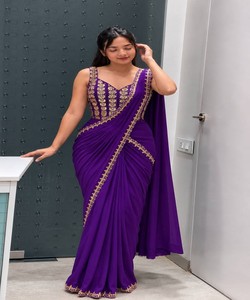 Vêtement ethnique, dernières tendances indiennes, saris en coton à bas prix pour femmes, vêtements de fête, sari avec bordure en dentelle, chemisier 85043 BB-74 - Product Image 1