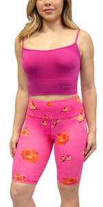 Shorts Activewear pour Femme à Taille Basse avec Cordon de Serrage, Imprimé Floral, en Tricot Spandex, Coupe Classique, Séchage Rapide - Product Image 6
