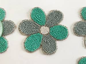 Floral <b>Beaded</b> <b>Coasters</b> (Set of 6): Handmade Drink <b>Coasters</b> - Product Image 1