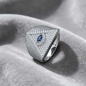 Classic 925 Sterling <b>Silver</b> VVS Moissanite Diamond Hip Hop <b>ring</b> <b>Statement</b> Jewelry Men's Luxury Bling <b>Ring</b> - Product Image 1