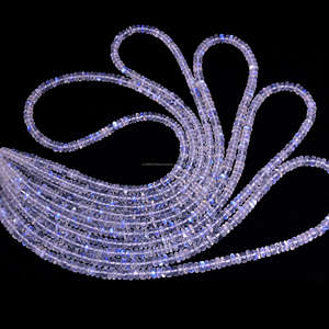 Perles blanches de pierre de lune tanzaniennes faites à la main de qualité supérieure 16 pouces 3-5.5mm forme de rondelle lisse bracelet de bijoux de brin de pierres précieuses naturelles - Product Image 3