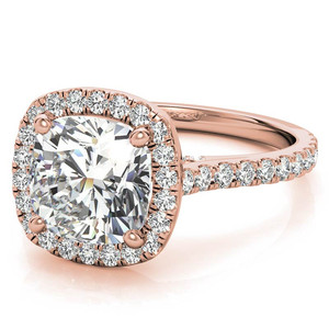 Bague de fiançailles de luxe en diamant de laboratoire taille coussin brillant 10k/14k/18k avec halo et sertissage cathédrale, clarté VS1, certifiée IGI, pour femme - Product Image 2