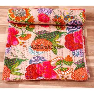 Manta de Algodón Reversible Hecha a Mano, Estilo Kantha Vintage de la India, Colcha Bohemia, Colores Surtidos, Decoración del Hogar - Product Image 5