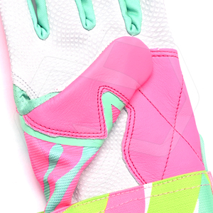 Gants de frappe de baseball en cuir rose et vert pour adultes, avec support de poignet et fermeture auto-agrippante, équipement d'équipe personnalisé - Product Image 6