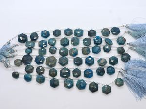 Natural Neon <b>Blue</b> Apatite Faceted Hexagon Cut <b>Beads</b> 10-15 MM <b>Blue</b> Apatite Gemstone <b>Beads</b> 7 Inch Neon Apatite Fancy Shape <b>Beads</b> - Product Image 4