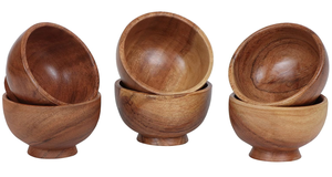 Juego de 6 Tazones Pequeños de Madera de Acacia Rústicos, Hechos a Mano, Ecológicos y Duraderos, de 4 oz, para Servicio de Alimentos y Regalos - Product Image 3