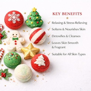 Bombas de baño herbales con temática navideña premium, aceites esenciales orgánicos, set de regalo aromaterapéutico, fragancia personalizada, bola de baño. - Product Image 4