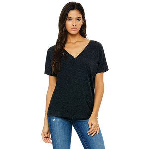 Camiseta Premium para Mujer con Cuello en V, Tela Elástica de Algodón Ligero, Manga Corta, Camiseta Básica, Logotipo Personalizado, Proveedor de Ropa OEM ODM - Product Image 1