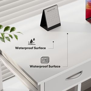 <b>Small</b> Fabric Drawers <b>Computer</b> <b>Desk</b> Home Office Writing Table with Storage Shelves Compact Study <b>Desk</b> for <b>Small</b> Spaces - Product Image 3