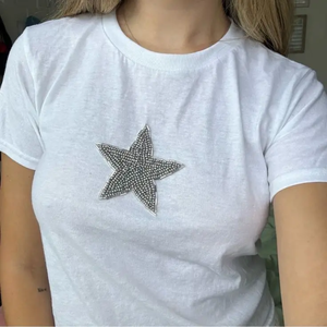 Débardeur côtelé style boutique pour femme, broderie perlée faite main, vêtement décontracté d'été - Product Image 2