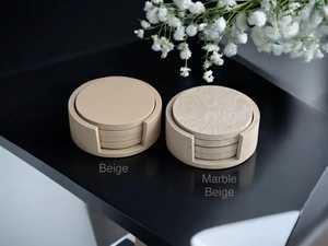 Ensemble de sous-verres ronds en pierre avec support, lot de 4, minimaliste, neutre, fait main en Jesmonite, décoration d'intérieur, cadeau - Product Image 2