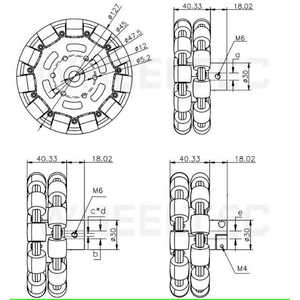 Rueda Omnidireccional para Robot, Neumáticos Metálicos para Coche, Piezas DIY 40.25x18.4 M6 M4 - Product Image 2