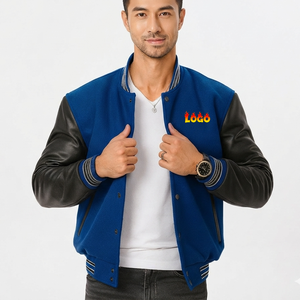 Custom Front Men's Embroidery Varsity Jacket Customized Color Winter <b>Hooded</b> <b>Wool</b> Sleeve Casual Street Wear <b>Coat</b> Manufacturer - Product Image 4