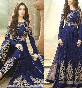 Robe maxi en mousseline de soie brodée pakistanaise et indienne, dupatta brodée sur 4 côtés, vente chaude 2021 - Product Image 6