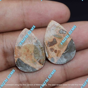 Pares de Jaspe Asteroidal 100% Natural de Primera Calidad, Tallados en Forma de Pera, Inspirados en la India, para la Fabricación de Joyas, Piedras Preciosas FAIJAN GEMS - Product Image 3