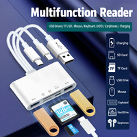 Pembaca Kartu USB C SD TF 5 in 1 OTG Hub Dengan Port Pengisian Daya untuk Smartphone Tablet Laptop Transfer Data Flash Drive