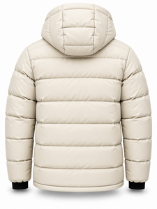 Chaqueta Acolchada con Capucha para Hombre, Color Beige, Cálida, Resistente al Viento, Impermeable, de Secado Rápido, Informal, con Cierre, Relleno de Poliéster, Logotipo Personalizado, Corte Regular - Product Image 2