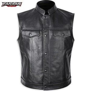 Chaleco de cuero para hombre de alta calidad, personalizado, a la moda, para motociclistas, talla grande, sin mangas. - Product Image 1