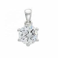 Collier fin de haute qualité en argent sterling 925 avec pendentif solitaire classique en zircon rond 1 carat, multi-plaqué, serti à 4 griffes, idéal pour les fêtes, cadeau