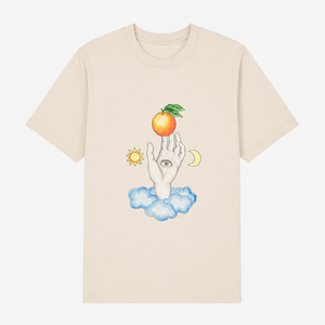 เสื้อยืดแขนสั้นสีดำสำหรับผู้ชาย OEM พิมพ์ลายผลไม้สีส้มถือในมือ คอกลม ดีไซน์ลำลอง ทรงปกติ ผ้าเจอร์ซีย์ รับสกรีนโลโก้ - Product Image 3