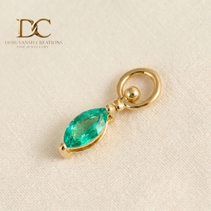 Nouvelle Arrivée de Haute Qualité, Style Classique, Bracelet à Breloques pour Femme en Or Jaune Massif 14 carats avec Émeraude Colombienne de Laboratoire - Product Image 2