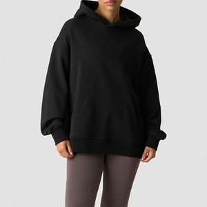 เสื้อฮู้ดสีดำ แขนยาว ผ้าฟลีซเนื้อนุ่ม ระบายอากาศได้ดี เหมาะสำหรับใส่ลำลองในฤดูใบไม้ร่วง มีกระเป๋า ทรงปกติ ผ้าฝ้ายฟลีซ 100% - Product Image 1