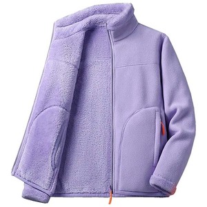 Veste polaire zippée pour femme, col montant, couleur unie, coupe-vent, décontractée, pour l'hiver, coupe régulière, manches longues - Product Image 2
