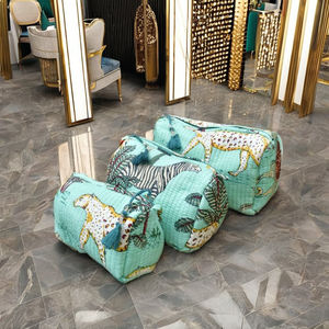 Conjunto de Bolsos Tote Bohemios Acolchados con Estampado Animal, 3 Bolsos Pequeños de Algodón con Cierre de Cremallera, Color Verde Mar, Bolsa Utilitaria Estilo Selva - Product Image 1