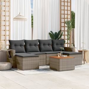 Conjunto de Muebles de Jardín de Ratán Sintético Gris Modular de 7 Piezas - Product Image 1