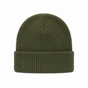 Gorro de Punto Acanalado Verde Oliva con Puño, Gorro Cálido de Invierno con Logotipo Bordado Personalizado - Product Image 3