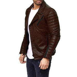Blouson de motard en cuir PU rouge sur mesure pour homme, coupe ajustée, col montant, boutons recouverts, coupe-vent, écologique - Product Image 4