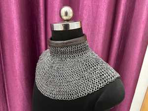 Collar de armadura de malla de acero inoxidable hecho a mano, chapado en plata, estilo antiguo, artesanía de metal soldado - Product Image 3