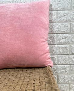 Housse de coussin carrée rayée en velours rose 100% coton, taie d'oreiller décorative pour canapé de maison - Product Image 3