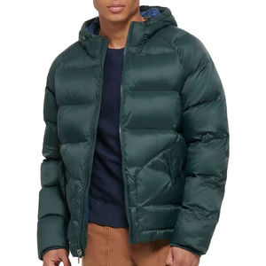 Men's Winter Woolen Nylon <b>Hooded</b> <b>Padded</b> Warm Quilted Insulated Lightweight Water Resistant Casual Outdoor Puffer <b>Jacket</b> - Product Image 3