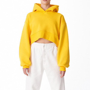 Sudadera con Capucha Corta de Algodón Grueso de Alta Calidad con Logotipo Personalizado, Manga Murciélago, Estilo Casual para Mujer - Product Image 5