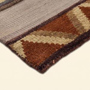 Tapis géométrique en laine tufté à la main Desert Rhythm, gris et marron, à rayures tribales, pour salon, hôtels, intérieurs, antidérapant - Product Image 5