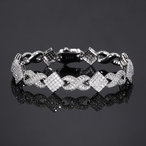 Pulsera Iced Out con Eslabones, Diamantes de Moissanita VVS de Corte Redondo, Engaste Hecho a Mano, Plata de Ley 925, Joyería de Lujo Estilo Hip Hop - Product Image 1