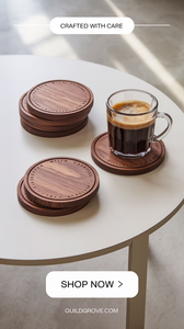 แผ่นรองแก้วไม้แบบกำหนดเองพร้อมดีไซน์ทันสมัย เหมาะสำหรับงานแต่งงาน วันครบรอบ หรือเป็นของขวัญสำหรับองค์กร - Product Image 4