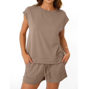 Produit tendance : Ensemble deux pièces en coton respirant et confortable pour femmes, nouvelle arrivée, séchage rapide, vêtements d'été, ensembles de shorts pour femmes - Product Image 4