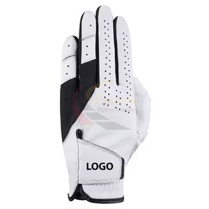 Achetez des gants de golf en cuir Cabretta blanc de qualité supérieure pour hommes, tissu respirant, logo personnalisé pour le sport - Product Image 1