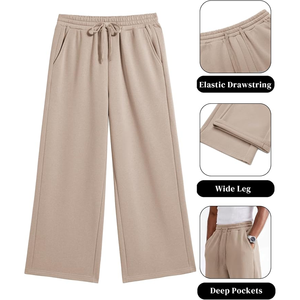 Pantalones Deportivos de Algodón Beige para Hombre, Cintura Elástica con Cordón, Bolsillos Laterales, Corte Holgado Informal, Ropa de Otoño - Product Image 4