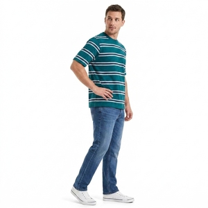 Camiseta Moderna con Rayas Horizontales, Cuello Redondo, Manga Corta, Corte Holgado y Cómodo, Suave, Transpirable, Ligera, Unisex, para Uso Diario - Product Image 1