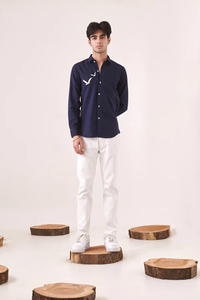 Camisa de Lino de Alta Calidad para Hombre, Manga Larga, Bordado de Aves, Corte Ajustado Informal, con Botones, Cómoda para el Verano, Fiestas, Club, Oficina - Product Image 3