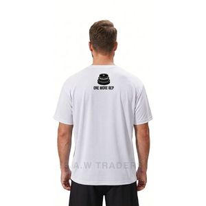 เสื้อยืดกีฬาสีขาวพร้อมข้อความสร้างแรงบันดาลใจ ผลิตจากโพลีเอสเตอร์ ระบายเหงื่อได้ดี น้ำหนักเบา เหมาะสำหรับวิ่ง ออกกำลังกาย และฝึกซ้อม - Product Image 2
